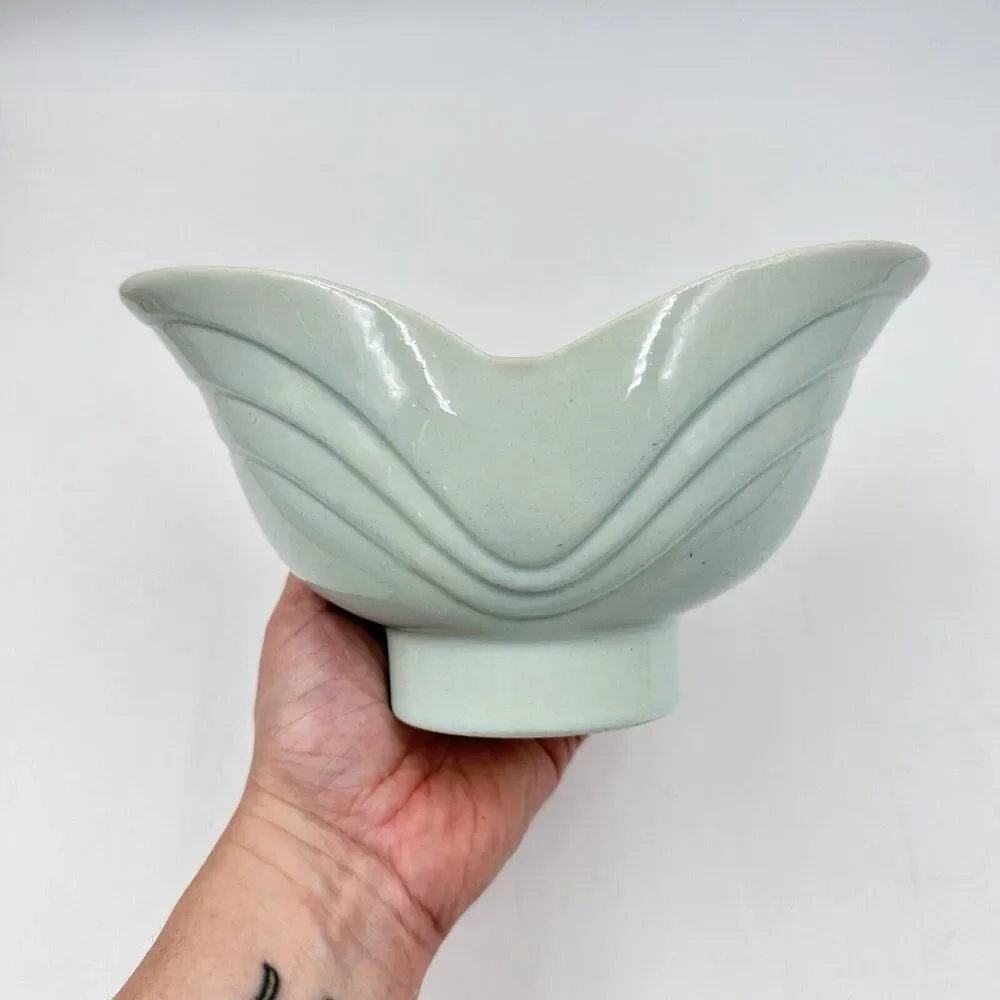 Vintage Paul Thornhill Pottery Blue Vase - Bowl Art Deco Art Planter - TP USA - Picture 7 of 9